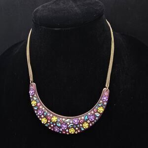 Betsey Johnson Spring Ahead Necklace Purple Lucite Floral